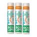 Eco Lips Medicinal Tea Tree 100% Natural Lip Balm with Tea Tree, Lemon Balm and Camphor -100% Plastic-Free Plant Pod Packaging (3 Tubes)