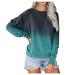 Women Crewneck Sweatshirt Long Sleeve Trendy Ombre Tie Dye Pullover Tops Basic Casual Loose Fit Comfy Sweater Blouses X-Large A01green