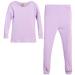 Sweet & Sassy Girls' 2-Piece Thermal Warm Underwear Top and Pant Set Lavender 14-16