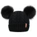 Arctic Paw Pom Pom Beanie Cable Knit Fleece Lined Winter Beanie Women Hat Black Black Ball_twist