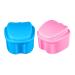 Frcolor 2-part toothbox travel set pink container pink sets prosthesis bathingui prosthetic storage case retainer case prosthesis cup of outdoor prosthesis container portable