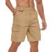 TACVASEN Men's Cotton Flat Shorts Classic-Fit Golf Shorts Casual Cargo Shorts with 7 Pockets Khaki 34