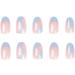 Wavy Almond Sky Blue French Press On Nails - 24 Pcs Short False Nails with Nail Glue for Women | Striped Fake Nails for Nail Art - Buy Online on GoSupps.com