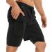 FLYEVEA Mens 2 in 1 Workout Running Shorts Athletic Yoga Gym 7" Short Clothes with Side Pockets Black Large