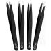 OCBA 4 Pcs Black Tweezers for Facial Hair Women & Men - Professional Stainless Steel Eyebrow Tweezers for Ingrown Hair on Nose, Ear - Precise Grooming of Eyebrows - Buy Online on GoSupps.com
