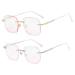 XINGNIAN 2 Pack Rimless Square Reading Glasses Anti-blue Light Gradient Sunglasses Metal Oversized Readers Gold and Silver 2.5 x