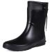 Women's Mid Calf Rain Boots Collar Muck Boots Ultra Lightweight Portable Garden Shoes 8.5-9 Black - 9.8" Shaft