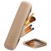 GOLIKEE Travel Makeup Brush Holder, Silicon Cosmetic Brush Bag Case with Zipper, Brushes No Fall Out, Soft and Portable Make Up Pouch Organizer for Travel Khaki