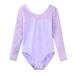 BAOHULU Girl's Ballet Leotards Classic Floral Lace Long Sleeve Dance Outfit Purple 3-4T