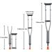Folding Underarm Crutches Push Button Adjustable Axillary Crutches Shock Absorber Walking Cane for Adults Elderly Silver 1 Count Run forward - Buy Online on GoSupps.com