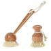 Dish Brush 2-Pack Eco-Friendly Bristles Scrub Brush Cleaner with Wooden Long Handle Good Grip Kitchen Dish Washing Brushes for Pot Pan Plate Cleaning