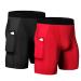 WRAGCFM Men's Athletic Compression Shorts with Pockets Running Workout Active Underwear 01406-black+red X-Large