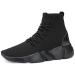 Santiro Mens Walking Shoes Breathable Knit Slip On Sneakers Lightweight Athletic Gym Shoes Casual Running Tennis Shoes 10 All Black With Laces