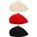 3 Pieces Beret Hat French Style Beanie Cap Solid Color Winter Hat for Women and Girls Casual Use Color Set 2