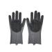 Grey Reusable Silicone Cleaning Gloves with Bristles - Magic Dishwashing Scrubber Gloves for Effective Dish Wash and Cleaning - Buy Online on GoSupps.com