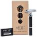 Parker razor plane 71r medium-heavy long handle double-edged razor planer with 5 Parker Platinum stainless steel rasier blades-black galvanized brass handle