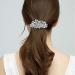 Ever Faith Austrian Crystal Hibiscus Pearl Hair Clip Barrette | Bridal Cream & Clear Silver-Tone - Buy Online on GoSupps.com