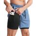 Aolesy Mens 2 in 1 Running Shorts, Workout Gym Athletic Shorts for Men Quick Dry Lightweight Training Shorts with Pockets Blue Medium