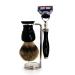 3 Pc Men's Shaving Kit | 5 Edge Razor Silver Tip Badger Hair Brush & Stainless Steel Stand - Perfect Grooming Set - Buy Online on GoSupps.com