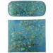 Vincent Van Gogh Almond Blossom Oil Painting Art Premium Quality Eyeglass Case and Matching Microfiber Eyeglass Cleaning Cloth