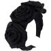 Matador Velvet Braided Padded Headband with Rose Motif Vintage Style Hair Accessories for Women and Girls (Black)