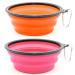 Slson 2 pieces foldable bowl for dogs travel bowl for dogs with carabiners portable bowl for cats dogs and pets for water and feed (1000 ml orange and pink) 1000ml orange