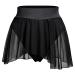 Women's Ruffle Dance Shorts Mesh Tulle Elastic Waist Asymmetrical Hem Rave Booty Bottoms Active Dancewear Small Black