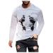 Shirts for Men Loog Sleeve Graphic Men's Regular-Fit Long-Sleeve T-Shirt Tops Exercise Graphic Tees White X-Large