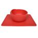 Modaliv Scooper Bowl with Silicone Placemat Suction Base (34oz) - Food Grade Silicone Suction Bowls for Adults - Dishwasher and Microwave Safe Adaptive Equipment (Red)