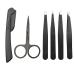 Desikixudy 6 pieces Professional stainless eyebrow tweezers set hair diagonal tool eyebrows clip sticker with case makeup tool set set