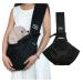 Dog Sling Pet Carrier Hand Free Dog Papoose Shoulder Carry Bag for Small Dog Puppy Animals Up to 6kg/13lbs Plaids Inside Wide Shoulder Strap Front Pocket Soft Pet Handbag for Outdoor Walking Shopping Black