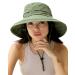 Sun Hats for Women Gardening Hat Wide Brim Beach Sun Protection Breathable Cotton Summer Hat with Fold-Up Brim Green Medium-Large