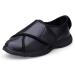 ZJING Men's Wide Diabetic Leather Shoes | Adjustable Closures | Walking Slippers for Arthritis, Edema, Swollen Feet | Size 14, Black - Buy Online on GoSupps.com