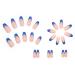QINGGE Navy Blue French Tip Press on Nails Medium Length Coffin Glossy False Nails - Full Cover Wave Design Acrylic Nails for Women - Buy Online on GoSupps.com