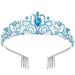 Crystal Tiaras Crowns for Women Girls  Birthday Party Princess Crown Wedding Prom Hair Accessories Gifts with Combs Blue(Pack of 1)