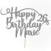 Cakehop personalized Happy Birthday glitter cake decoration adapted color every name & every old cake decoration for birthday party (dark silver)