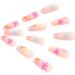 Coffin False Nails Long Fake Nails French Flowers Press on Nails Ballerina Acrylic Stick on Nails 24pcs for Women and Girls (Color : PINK Size : D) - Buy Online on GoSupps.com