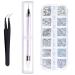 CHStarina 1500 pieces of rhinestones crystal rhinestones 6 sizes glittering stones flat back with tweezers and rhinestone pencil nail art rhities kit for nails face clothing diy