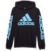 adidas Boys' Long Sleeve Cotton Linear Logo Hooded T-Shirt Large Black/Blue
