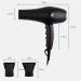 Professional Hair Dryer 2000W Ion Salon Fast Hair Dryer 3 Heat Levels 2 Speeds Travel Hair Dryer with Nozzle - Buy Online on GoSupps.com