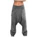 Burband Mens African Dashiki Pants Baggy Hippie Graphic Boho Yoga Harem Pants Ethnic Gypsy Aladdin Drop Crotch Trousers Gray Small