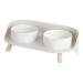 Cat Bowl for Food and Water - Elevated Dog Bowls with Stand - Raised Dog Cat Bowl Set - Double pet Bowl Dish for Small Dog | Cat | Puppy | Rabbit and with Splash Proof Guard for Less Mess White