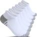 Cotton No Show Socks for Men With Heel Tab Cushion Ankle Compression Running Athletic Low Cut Mens Sock 6 Pack 6-12 White