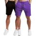 EVERWORTH Men's Casual Training Shorts Gym Workout Fitness Short Bodybuilding Running Jogging Short Pants 2 Pack( Purple - Black ) Large