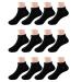 Boys Girls Toddler Ankle Socks 12 Packs No Show Cotton Kids Socks Cushion Thin Black Medium