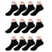 Boys Girls Toddler Ankle Socks 12 Packs No Show Cotton Kids Socks Cushion Thin Black Medium