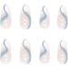 Justotry 24 Pcs Almond False Nails Short White French Press on Nails | Wavy Swirl Fake Nails with Nail Glue | Stiletto Stick on Nails for Women | Nails Art White French & Blue - Buy Online on GoSupps.com