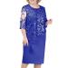 Womens Plus Size Sheath Dress with Floral Lace Top - Knee Length Work Casual Party Cocktail Dresses (XL, Dark Blue-1)