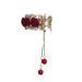 Red Rhinestone Hair Clip - Metal Rose Barrette Ponytail Clip for Girls | Non-slip Hair Claw with Tassel Detail - Decorative Hairpin Accessory (1Pcs) - Buy Online on GoSupps.com