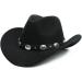 Women's Black Western Cowboy Hat - Outback Cowgirl Fedora with Silver Button - M/L 22-22.75 - Buy Online on GoSupps.com